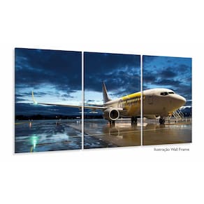 Quadro Decoração Avião 3 Peças 120x60 em tecido