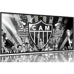 Quadro Decorativo Futebol Atlético Mineiro 130x60 Moldura Preta 2x2