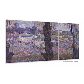 Quadro Em Tecido Van Gogh Vista Em Arles Pomar Em Flor 3 peç