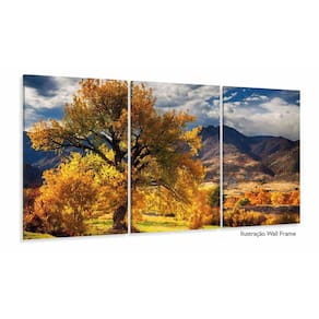 Quadros Decorativos Paisagem Árvore Amarela 3 Peças 120x60