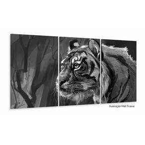 Quadro Decorativo Tigre Artístico Sala Em Tecido 3 Peças 120