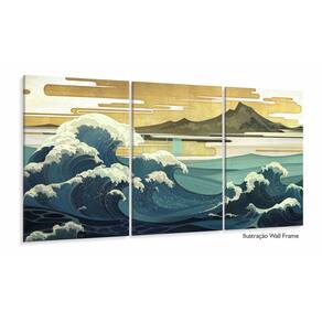 Quadro Decorativo Ondas Japão 120x60 3 peças