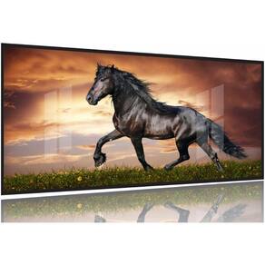 Quadro Decorativo Cavalo Artístico Paisagem 130x60 Moldura Preta 2x2