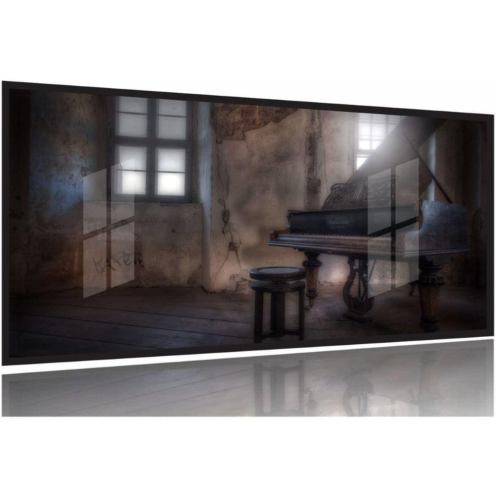 Quadro Decorativo Piano Retrô Música 130x60 Moldura Preta 2x2