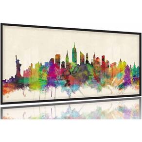 Quadro Nova York Decorativo Colorful 130x60 Moldura Preta 2x2