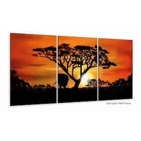 Quadro decorativos África Paisagens 3 peças 120x60 em tecido