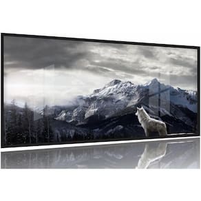 Quadro Decorativo O Lobo E A Montanha 130x60 Moldura Preta 2x2