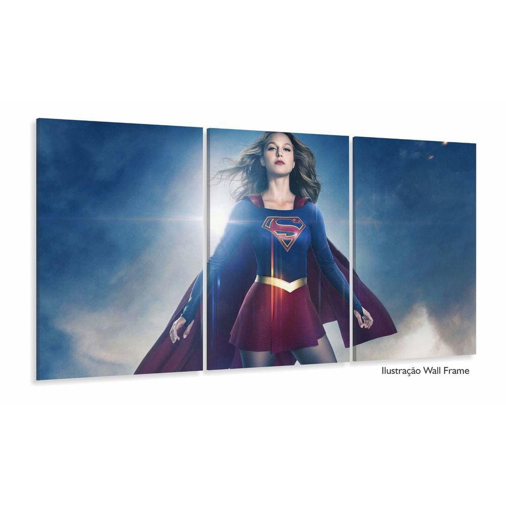 Quadro decorativo SuperGirl com Tela em Tecido 3 peças