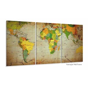 Quadro decorativo Mapa Mundi Vintage - Tela em Tecido