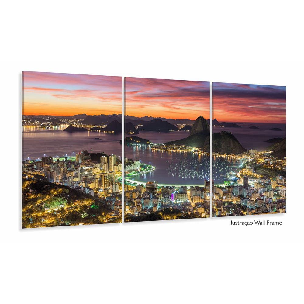 Quadro Decorativo Cidade Rio de Janeiro 120x60 3 peças