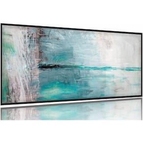 Quadro Decorativo Abstrato Verde Cinza 130x60 Moldura Preta 2x2
