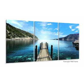 Quadro Decorativo Paisagem Ponte 120x60 3 peças em tecido