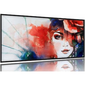 Quadro Decorativo Mulher Aquarela 130x60 Moldura Preta 2x2