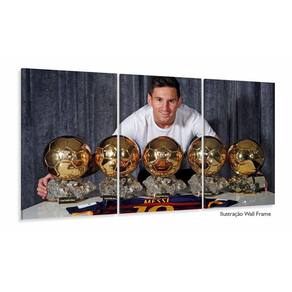 Quadro Decorativo Lionel Messi 3 peças 120x60 cm em tecido