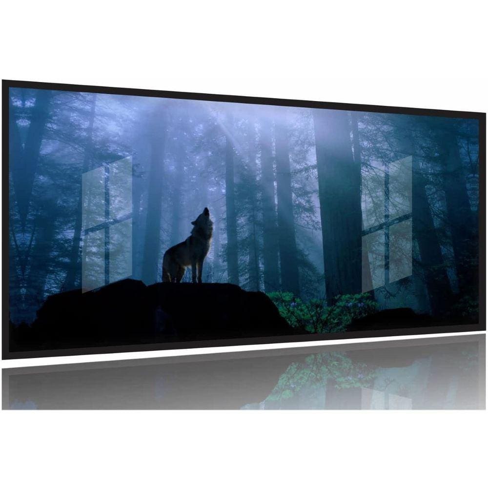 Quadro Lobo Uivando Paisagem decorativo 130x60 Moldura Preta 2x2