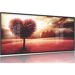 Quadro Decorativo Árvore De Coração 130x60 Moldura Preta 2x2