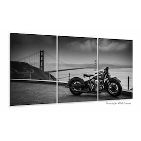 Quadros DecorativosMoto Golden Gate 120x60 3 peças Sala Quar
