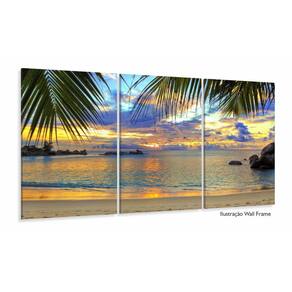 Quadro Decorativo Praia Mar Areia 3 pç 120x60 tecido