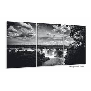 Quadro Decorativo Cataratas Do Iguaçu Preto E Branco - 3 peç