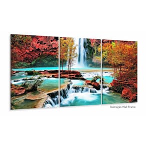 Quadro Decorativo Cachoeira Azul 120x60 em tecido