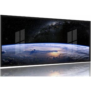 Quadro Paisagem Da Terra Vista Do Espaço 130x60 Moldura Preta 2x2