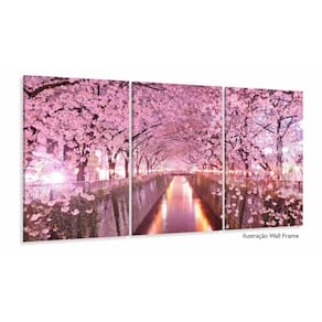 Quadro Decorativo Rua Florida Rosa 3 peças 120x60