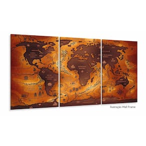 Quadros Decorativos Mapa Mundi Vintage Geografia 120x60 3 pe