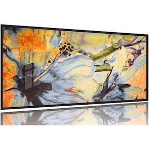 Quadro Decorativo Flor Abstrato 130x60 Moldura Preta 2x2