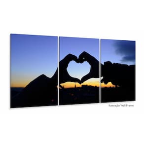 Quadro Decorativo 120x60 3 peças Quarto Coração Por Do Sol A
