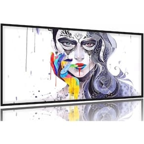 Quadro Decorativo Mulher Sala Quarto Moderno 130x60 Moldura Preta 2x2