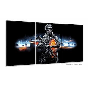 Quadro Decorativos Battlefield Com 120x60 3 peças sala m02