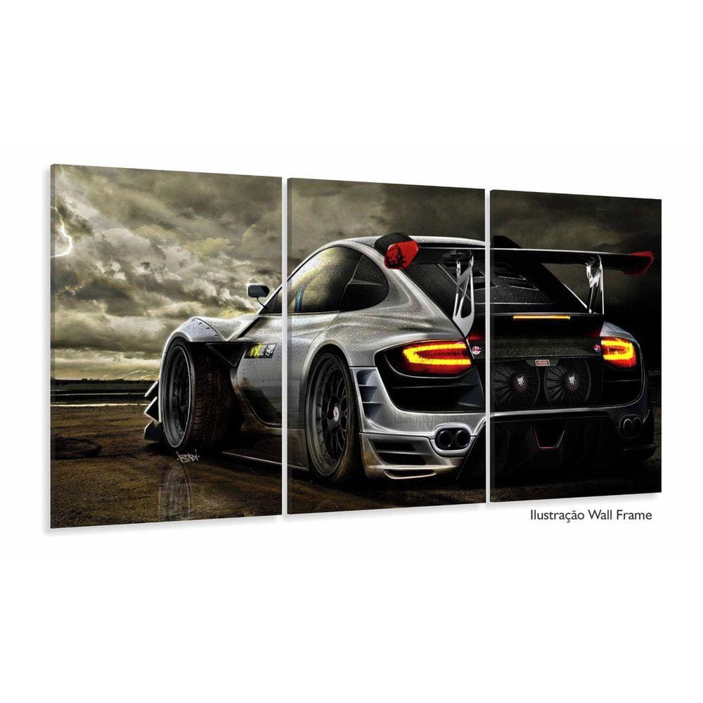 Quadros Decorativos Carros Racing 120x60 3 peças