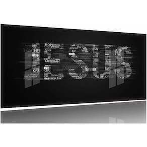 Quadro Decorativo Escrita Jesus Preto Branco 130x60 Moldura Preta 2x2