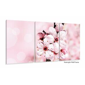Quadro Decorativo Flores Rosa para Hall em tecido 3 peças