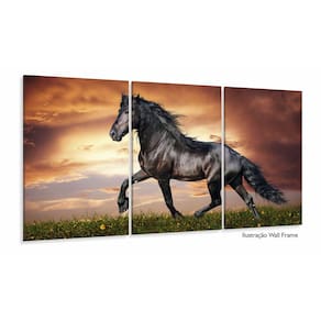 Quadro Decorativo Cavalo Artístico Paisagem Tecido 3 Peças