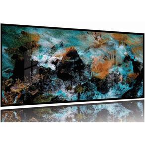 Quadro Decorativo Abstrato Azul Preto 130x60 Moldura Preta 2x2
