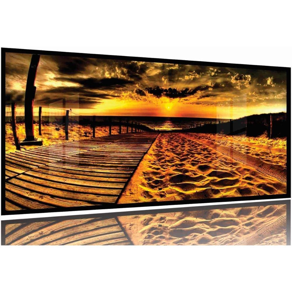 Quadro Decorativo Praia Sala Quarto Areia 130x60 Moldura Preta 2x2