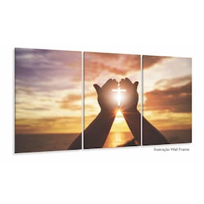 Quadros Decorativos Cruz Pôr do Sol Jesus Sala Quarto 120x60