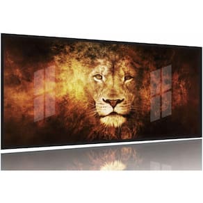 Quadro Decorativo Leão em Chamas 130x60 Moldura Preta 2x2