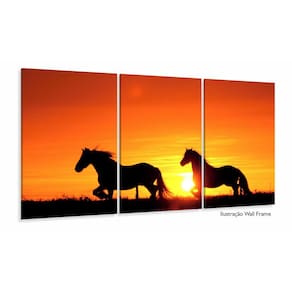 Quadro Decorativo 120x60 Sala Cavalos Por Do Sol Animais 1