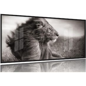 Quadro decorativo Leão Juba Mosaico em Preto e Branco