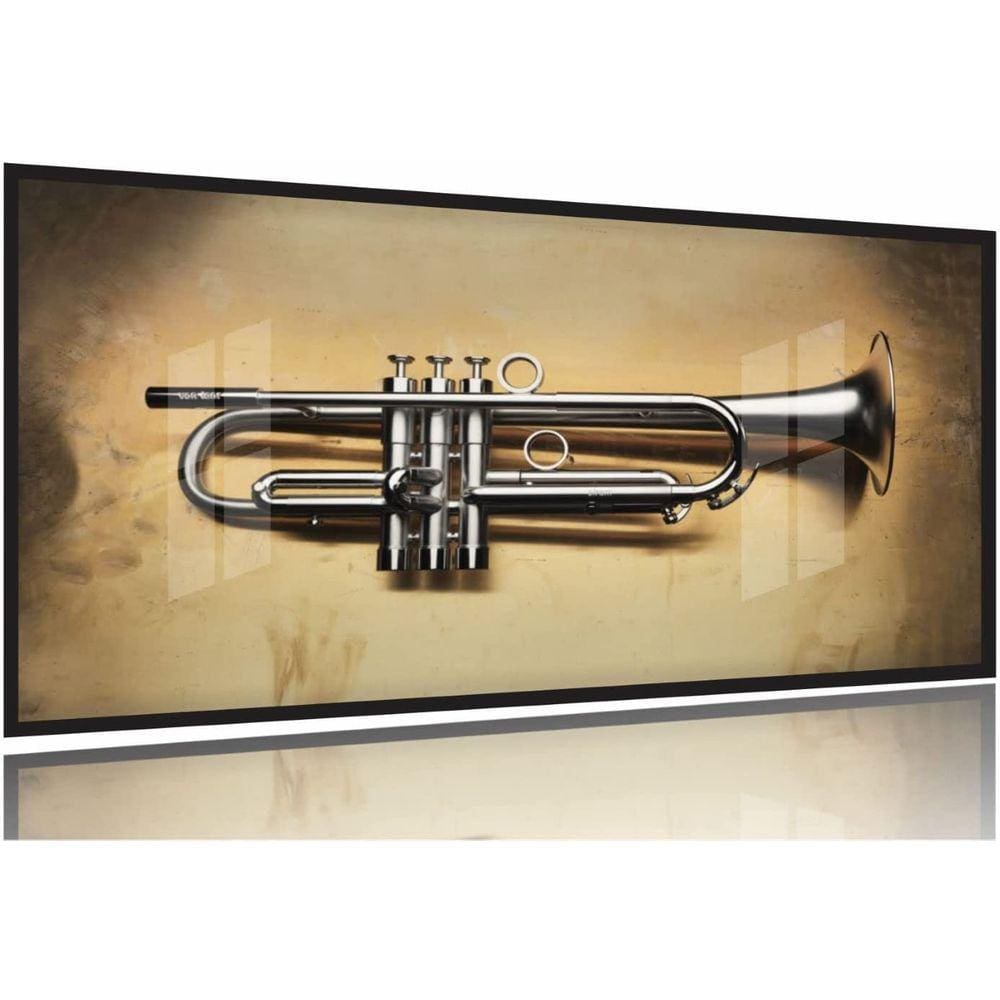 Quadro Trompete Vintage Decorativo 130x60 Moldura Preta 2x2