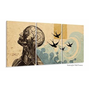 Quadro Decorativo Medicina Cérebro Sépia 120x60 3 peças
