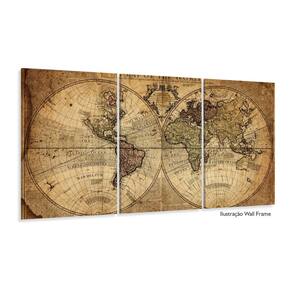 Quadro Decorativo Mapa Mundi 2 Retro 120x60 em tecido