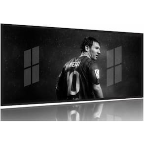 Quadro Lionel Messi Preto e Branco decorativo130x60 Moldura Preta 2x2