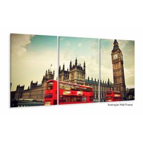 Quadro Londres Paisagem Retro Decorativo Em Tecido 3 Peças