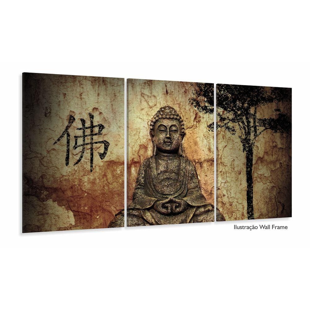 Quadro Decorativo Buda Marron Celestial 120x60 3 peças