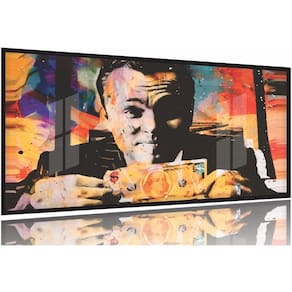 Quadro Decorativo Lobo Wall Street com 130x60 Moldura Preta 2x2