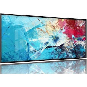Quadro Decorativo Abstrato Azul Vermelho 130x60 Moldura Preta 2x2