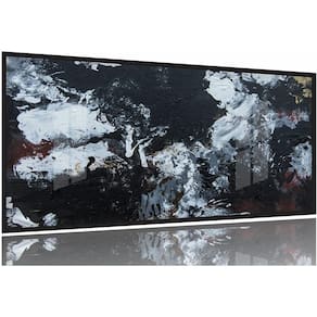 Quadro Abstrato Moderno Preto e Branco Para Sala Hall Moldura Preta 2x2